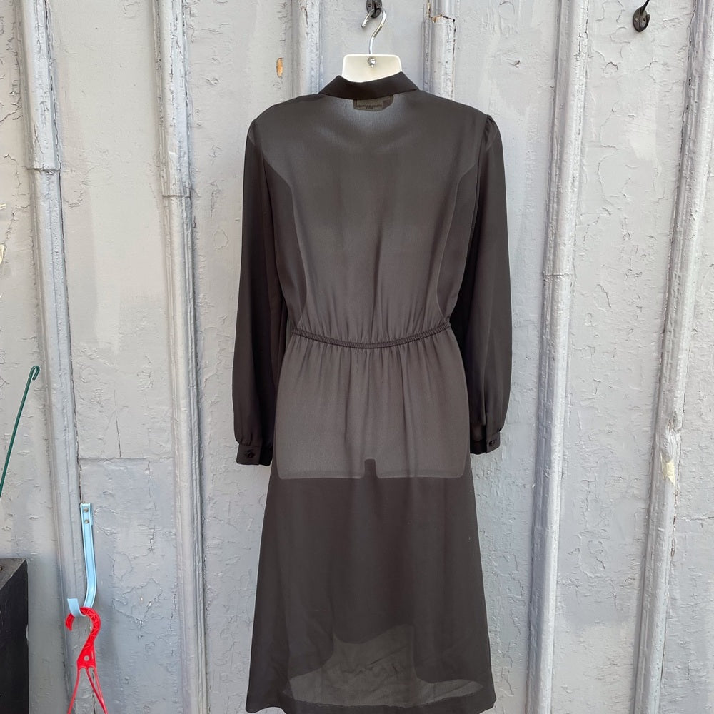 Balmain Vintage Black sheer ruffle front dress, size 6