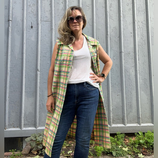 Vintage Arkin Collection plaid sleeveless dress, size 20 (modern L/XL)