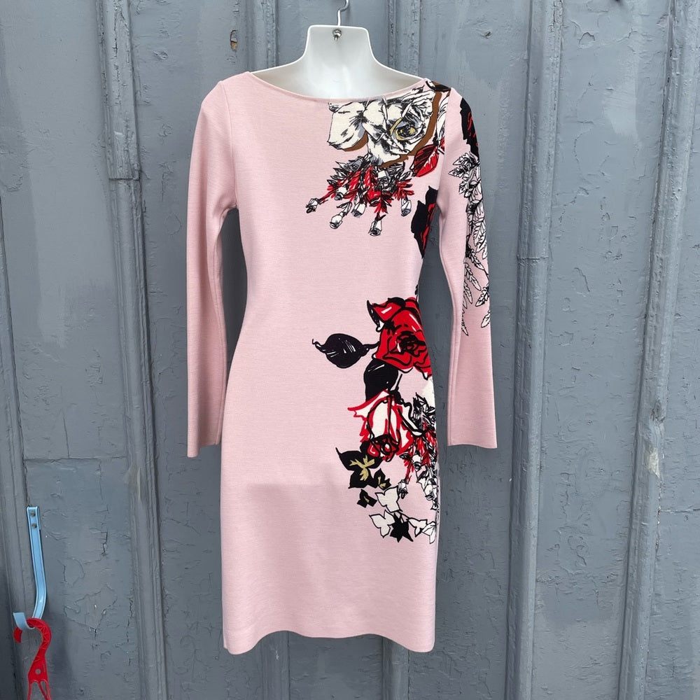 Blumarine Italy pink floral knit dress, size 40