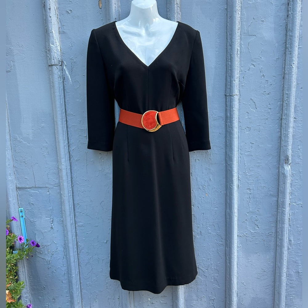 Comrags V neck Black Shift Dress, size Small