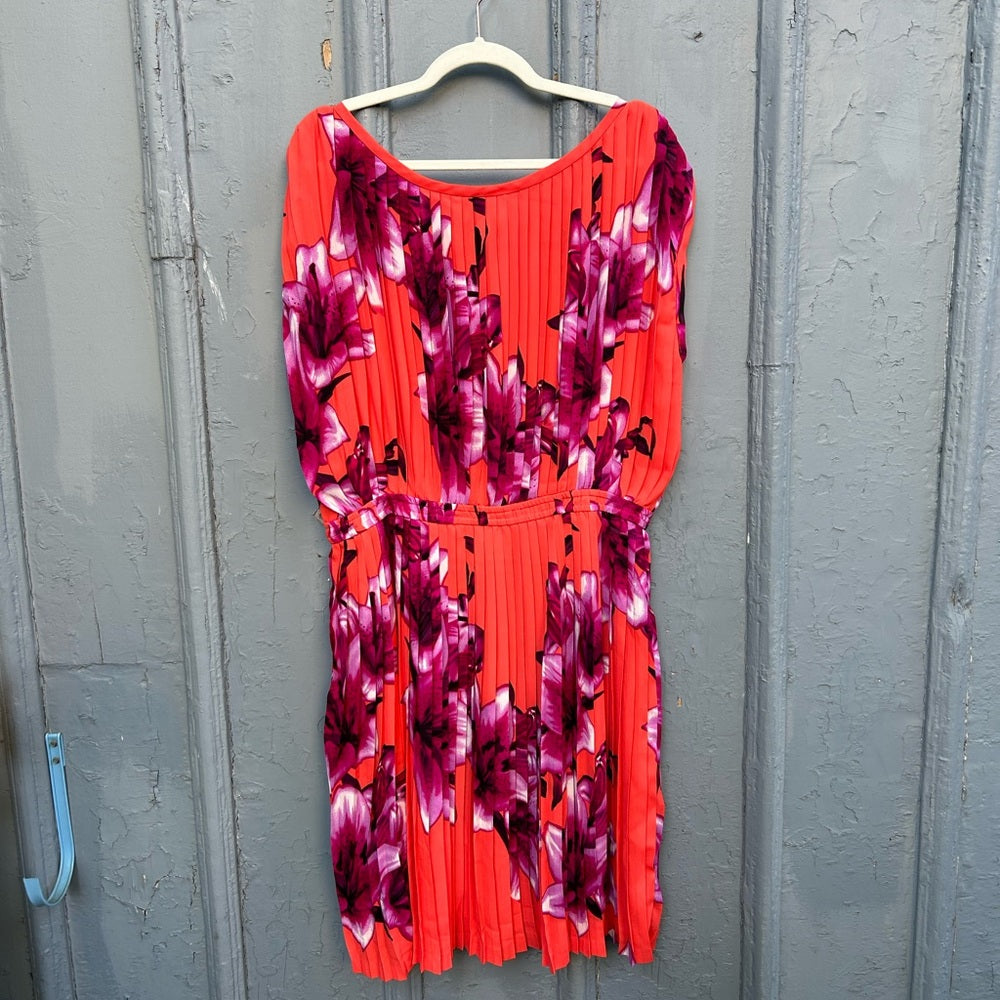 Anthropologie Baraschi Orange Pleated Dress, BNWT, size XL