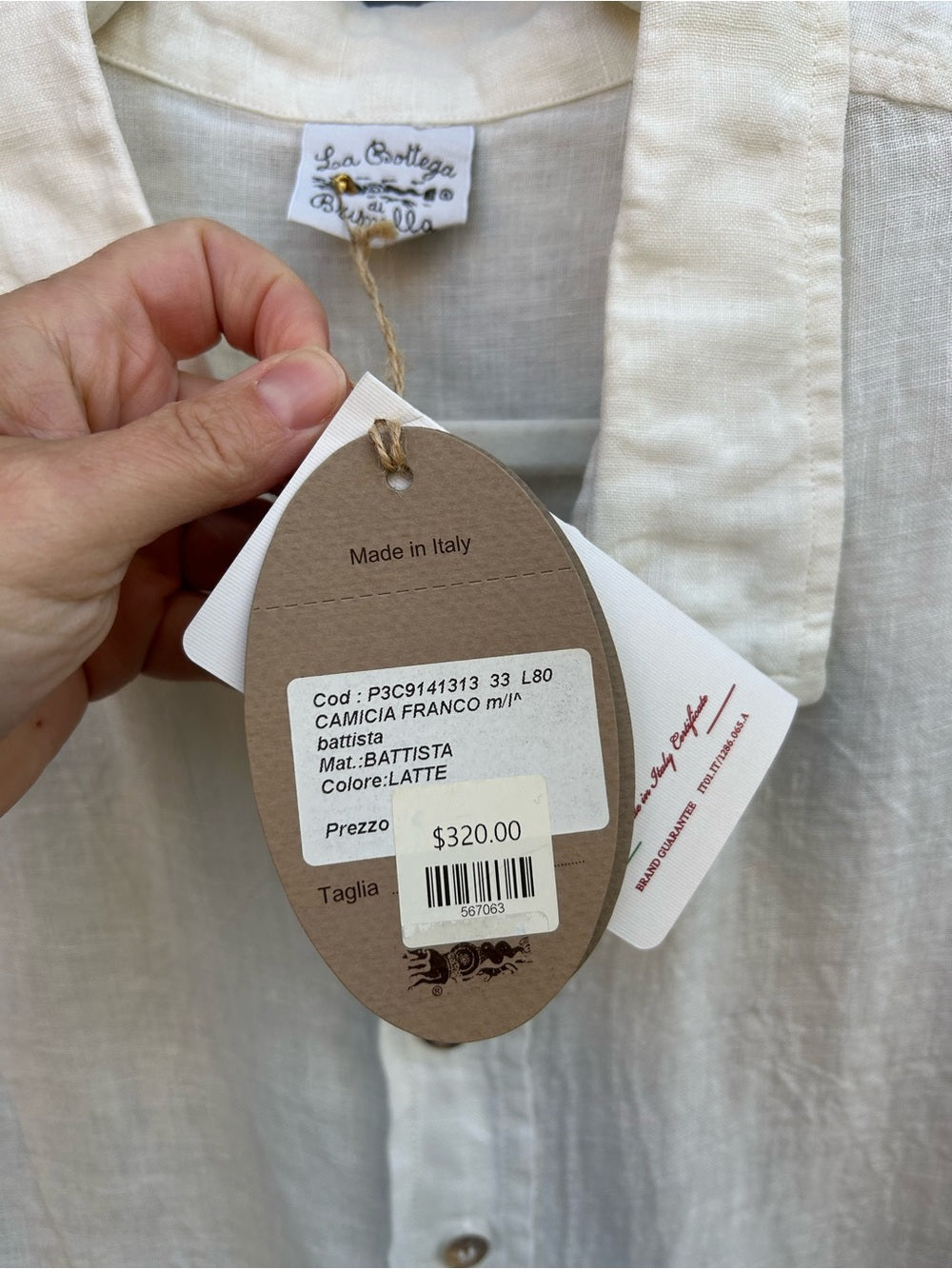 La Bottega di Brunella Camica Franco Button Down Blouse, BNWT, size L
