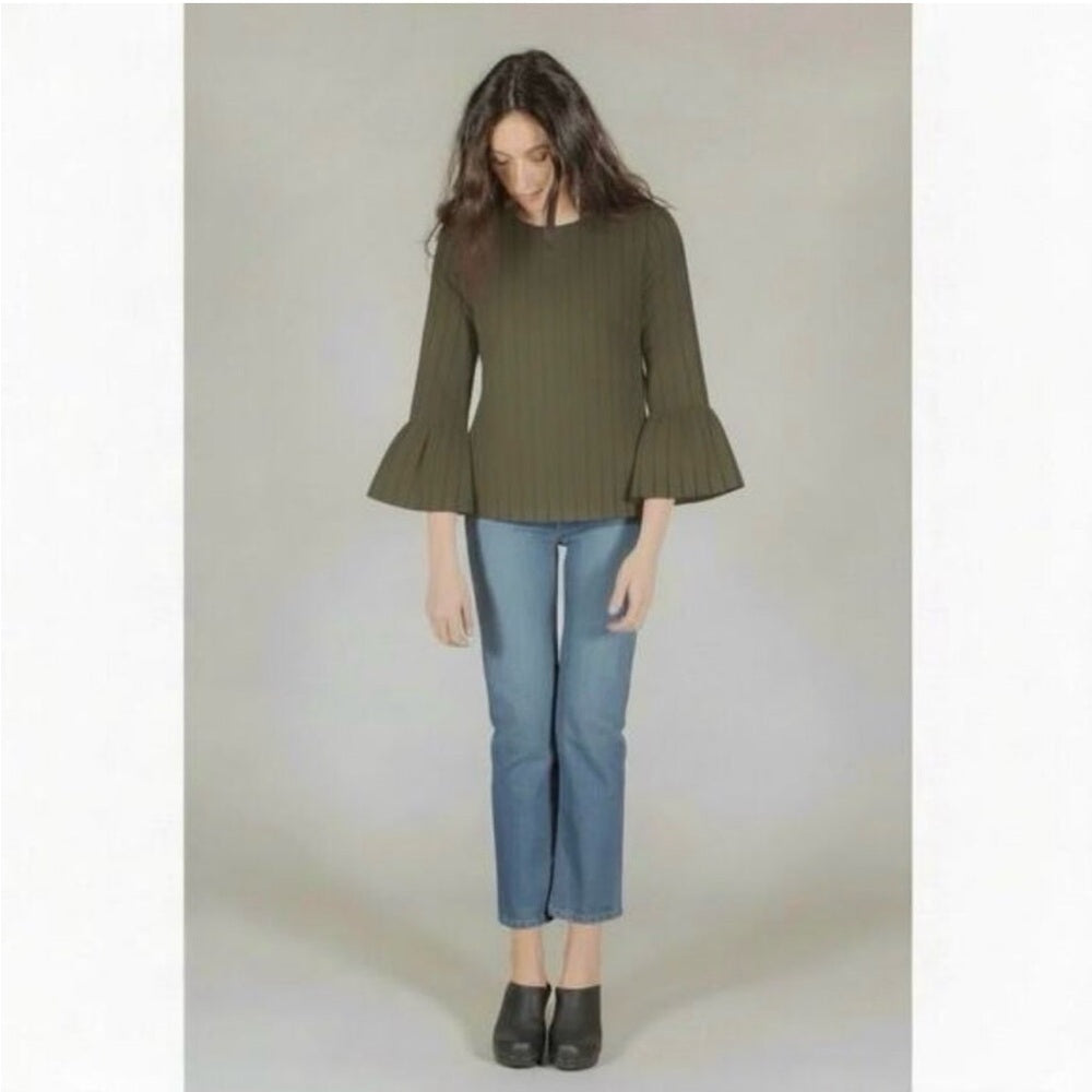 Ganni Olive Clark Blouse, size 42 (L)