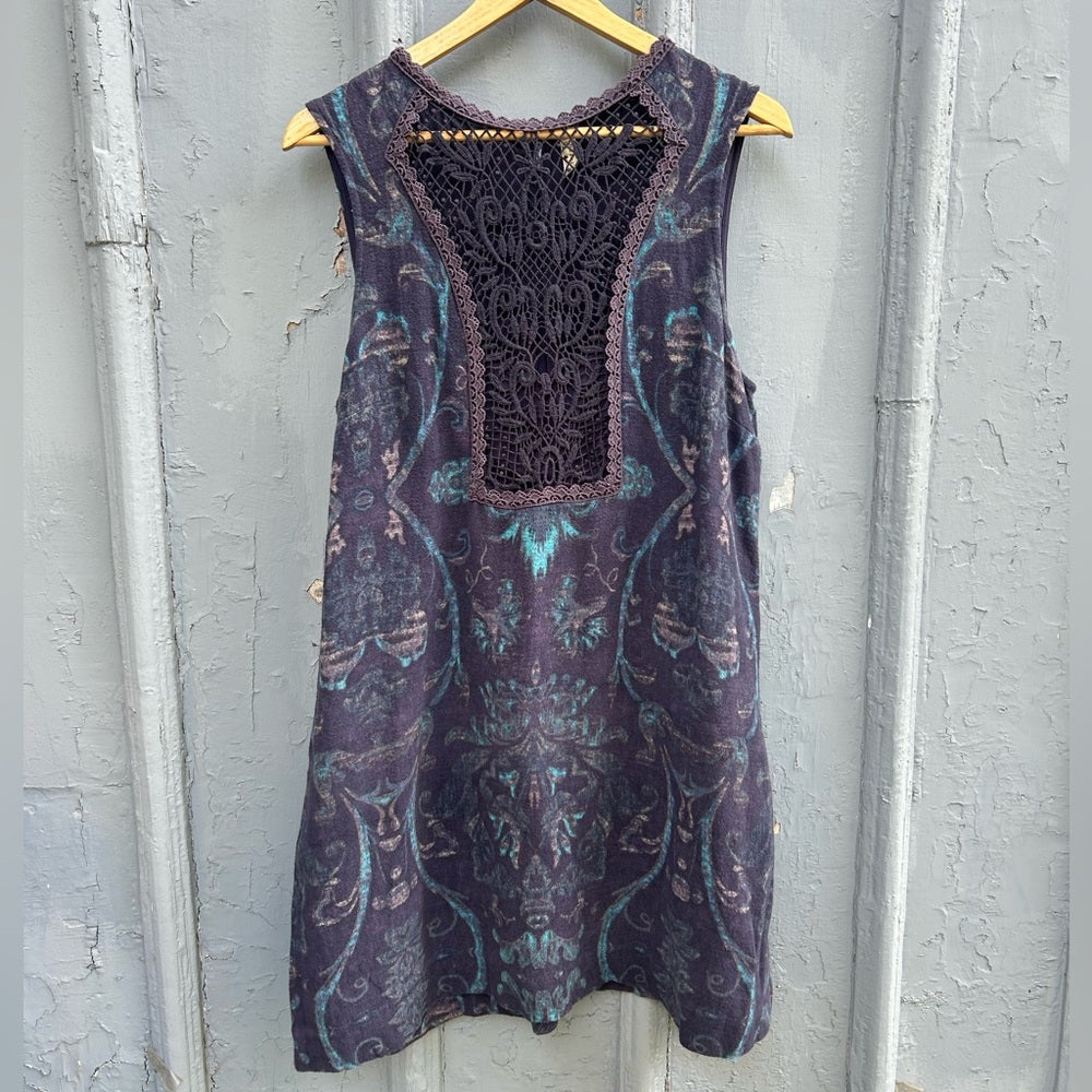 Free People Cotton Sleeveless dress with lace, size Large