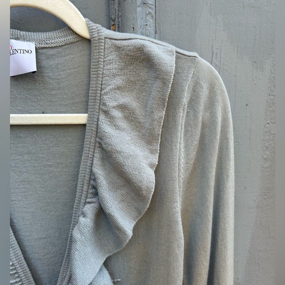 Red Valentino blue ruffle front sweater, size approx Small