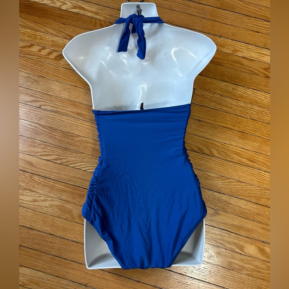 J Crew Blue Ruched One Piece, size 8