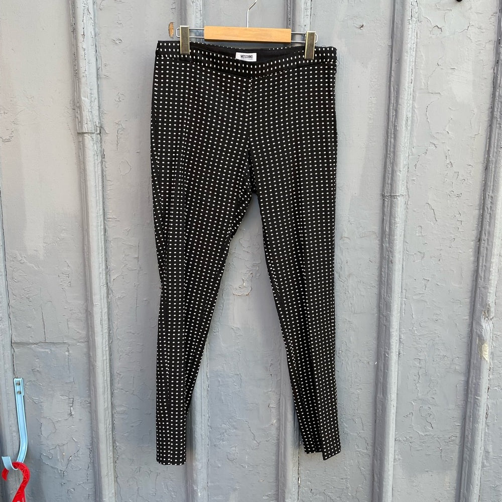 Moschino Cheap and Chic Black Polka Dot slim fit trousers, Size 6