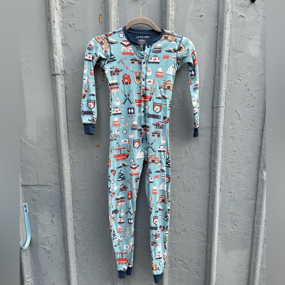 Little Blue House Ski Holiday Kids Union Suit Onsie, Size 8