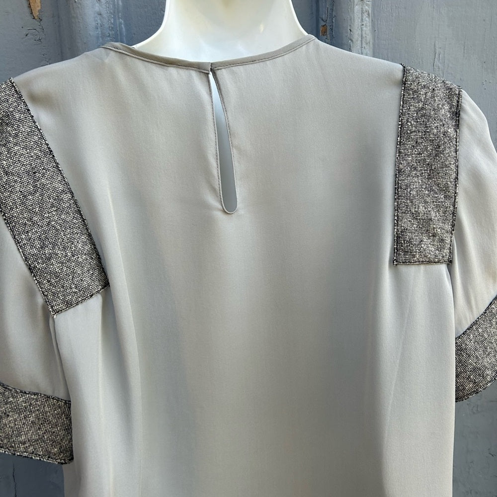 Tome NYC Grey silk Contrast blouse, size M