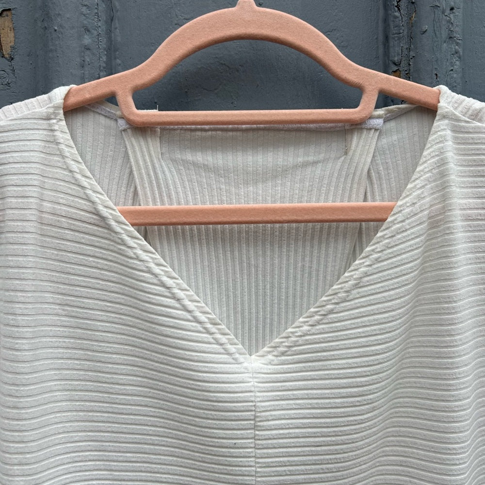 Hackwith Design House White Ribbed Tee, 1/2 (size 1X/2X)