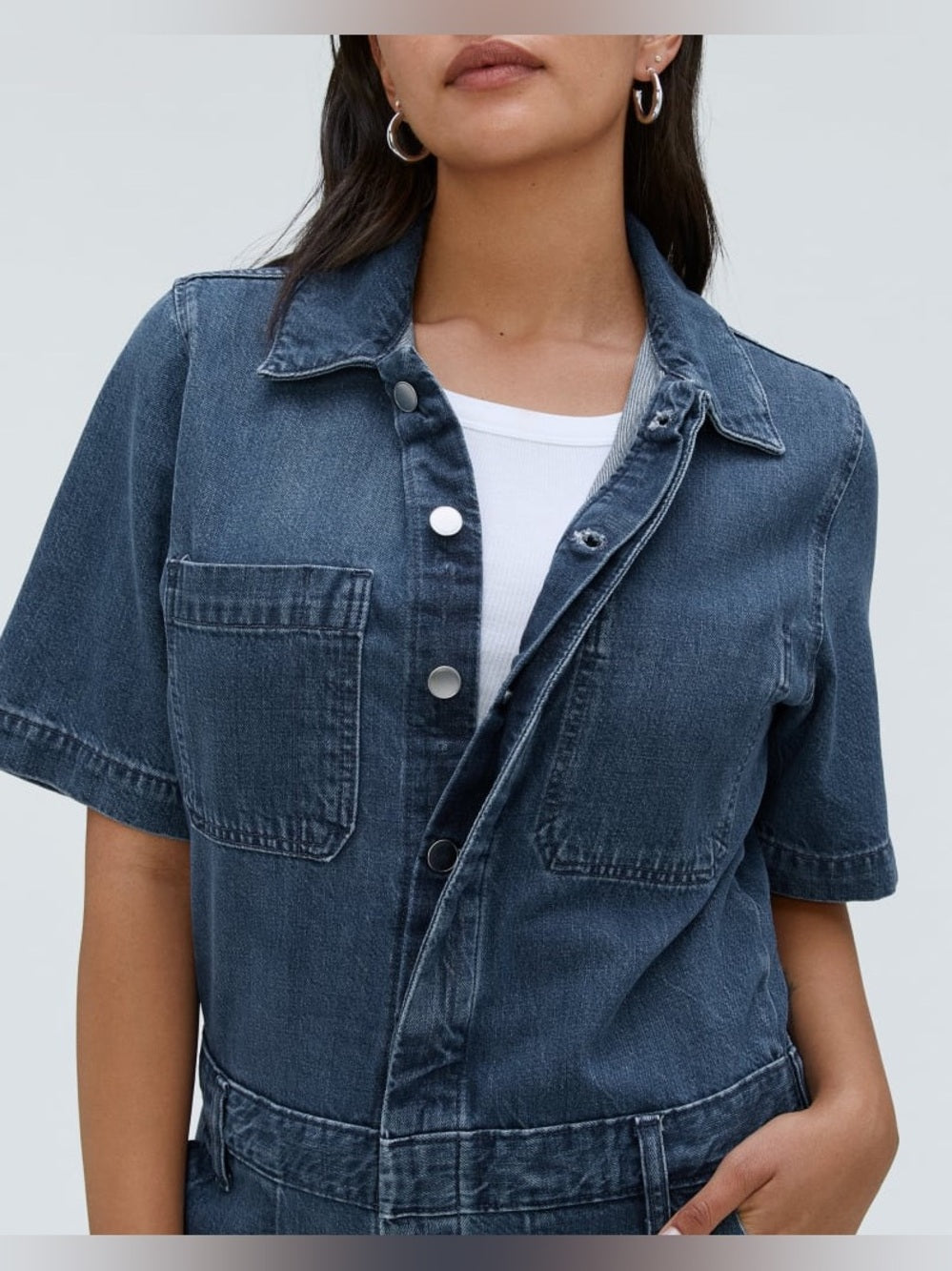Everlane The Short Sleeve Denim Coverall, size 6