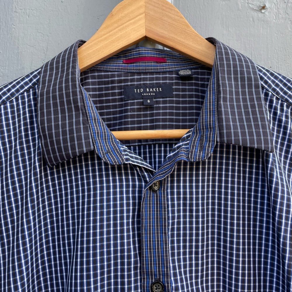 Ted Baker London Blue check collared shirt Ted size 6