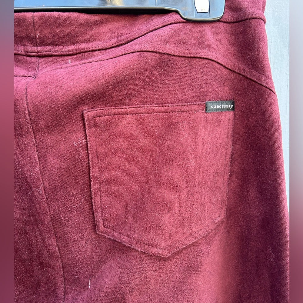 Sanctuary x Anthropologie Burgundy Faux Suede Legging, size XL