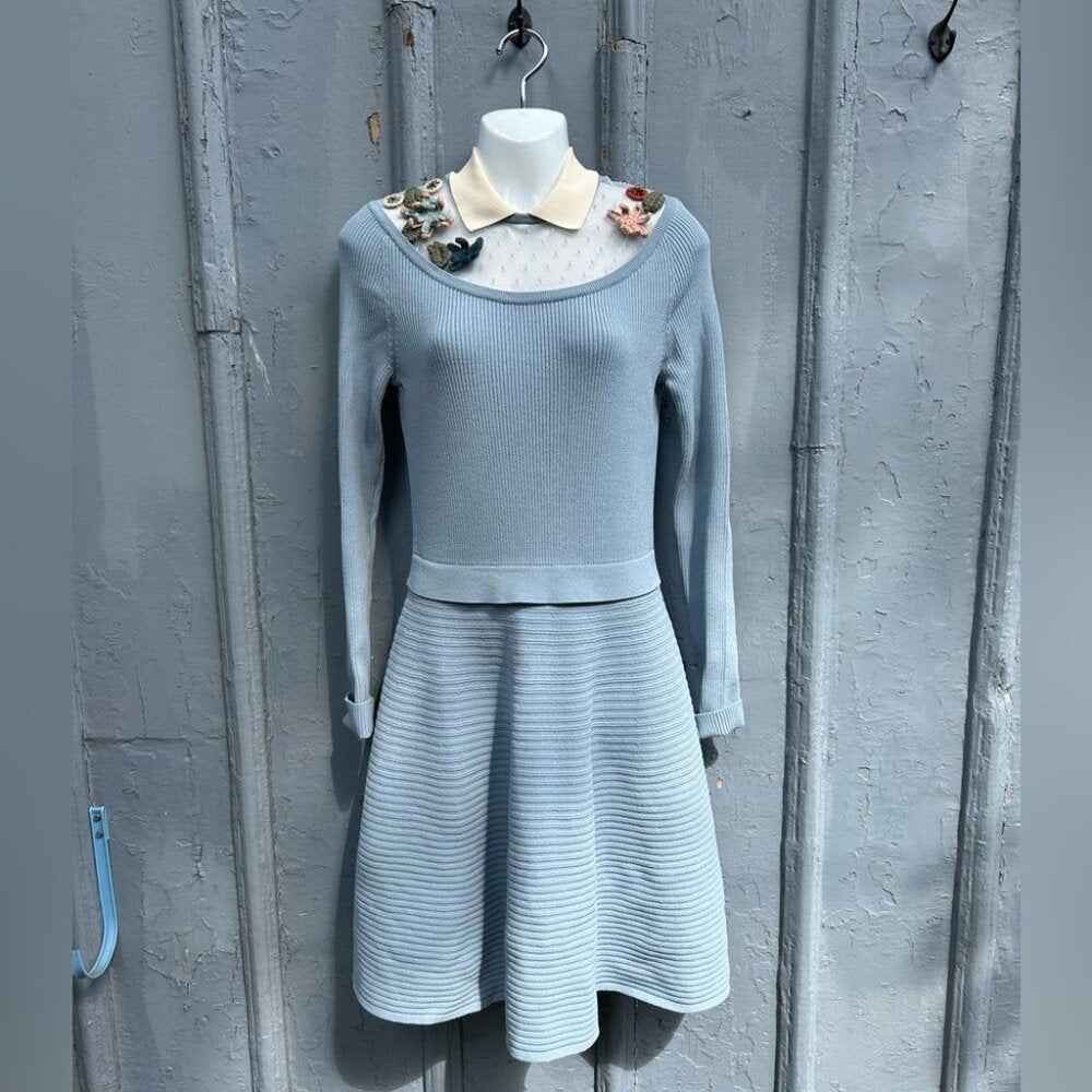 Red Valentino Blue Knit Dress, size M