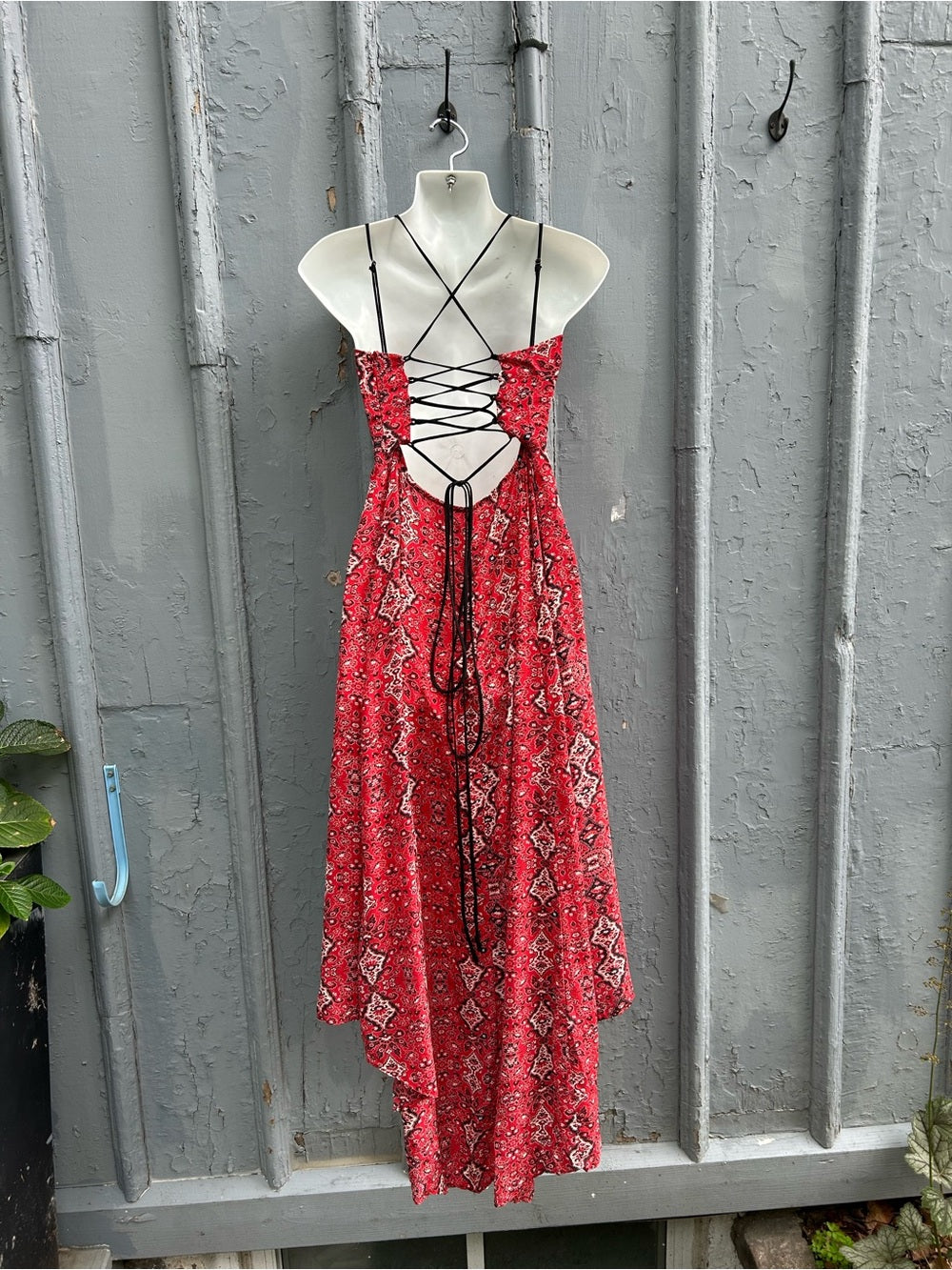 Greylin Red Paisley Silk Maxi dress, size M