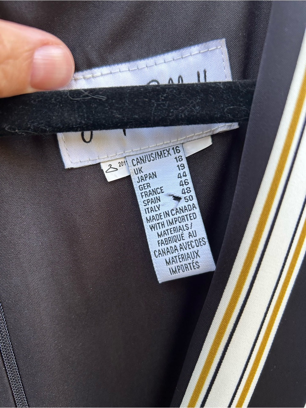 Joseph Ribkoff Black & Gold Stripe Jumpsuit, Size 16