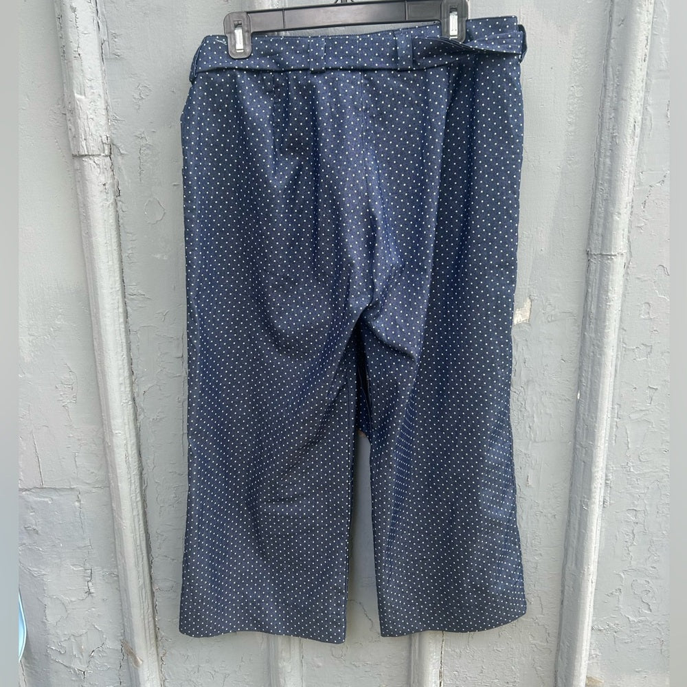 Bergstrom wide leg blue polka dot tie trouser, size 8