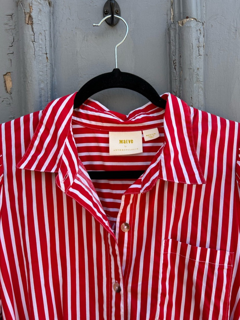 Maeve Red Kiana Striped Shirt dress, size M