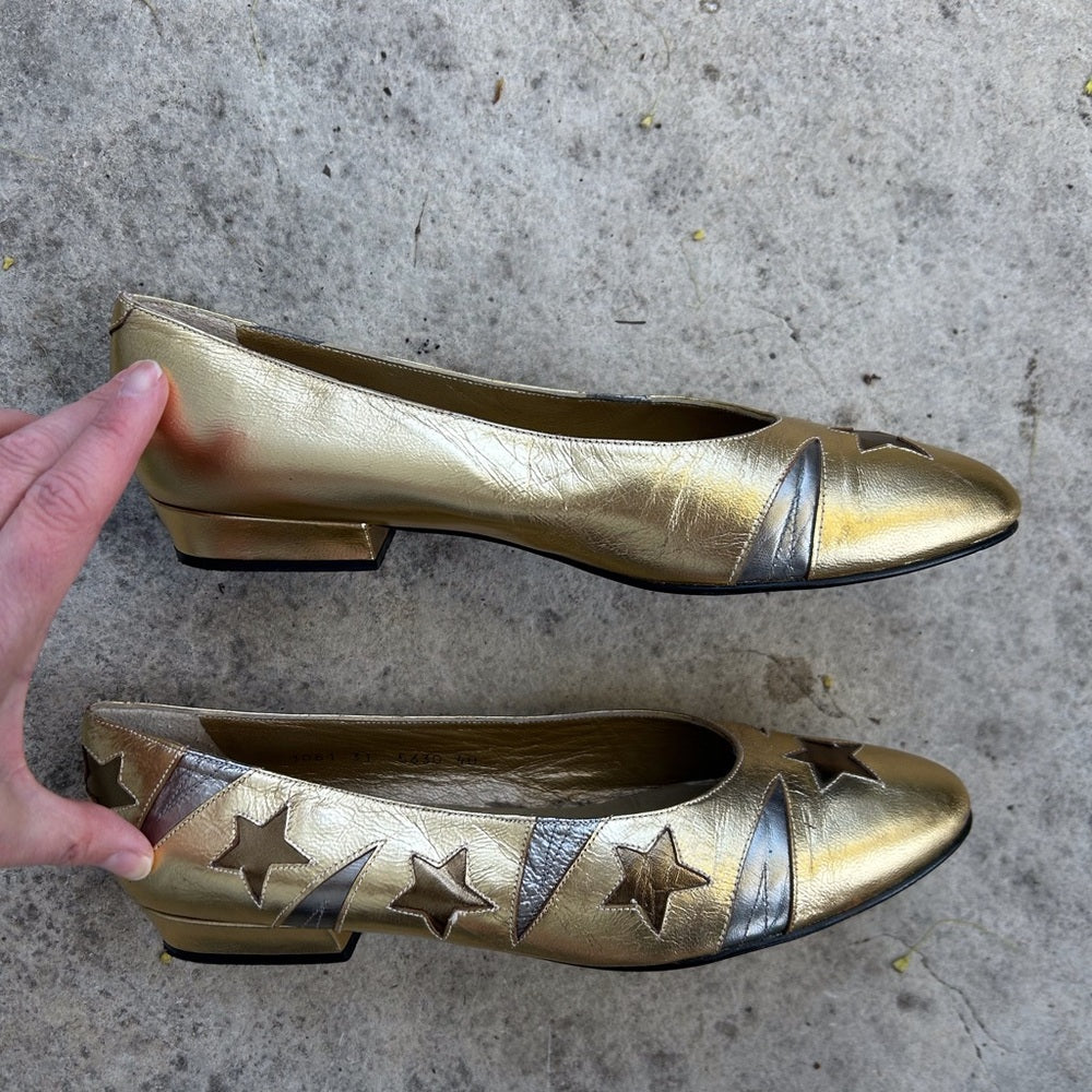 Vintage Roland Cartier Gold stars flats, size 40 (US9)