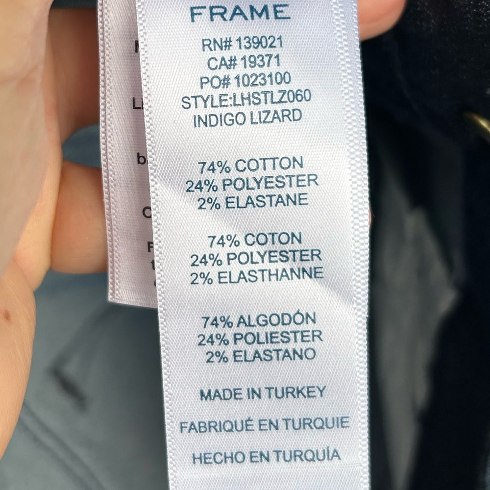 Frame Le Straight High Coated Snakeskin Jeans, size 30