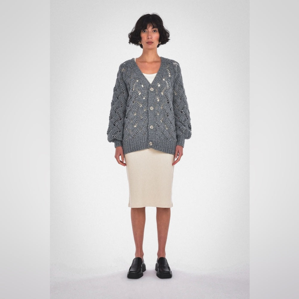 Paper Label Lynn Grey Wool/alpaca Cardigan, size M