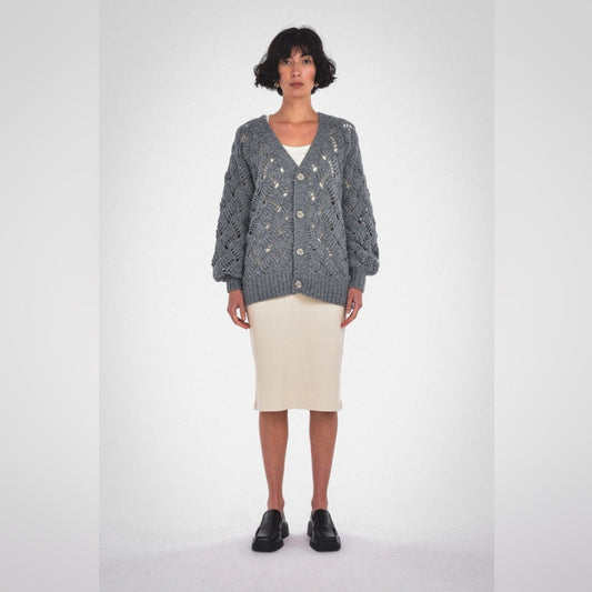 Paper Label Lynn Grey Wool/alpaca Cardigan, size M