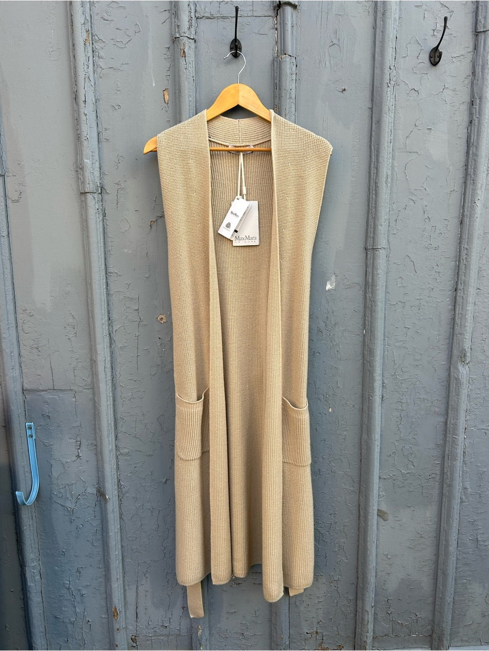 Max Mara Leisure Knitted Wool Waistcoat, BNWT, Taupe, size S