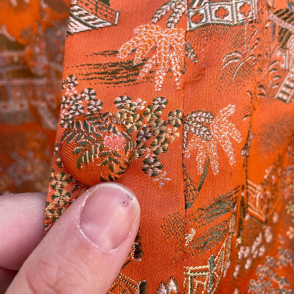 Vintage Asian Chinoiserie Brocade Silk Dress & Jacket, small