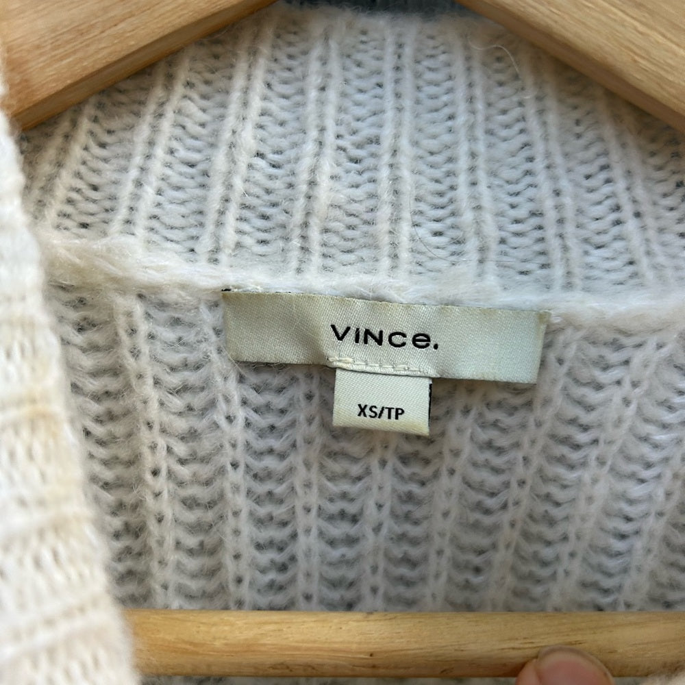 Vince Cream mock alpaca wool turtleneck with crochet, size xs