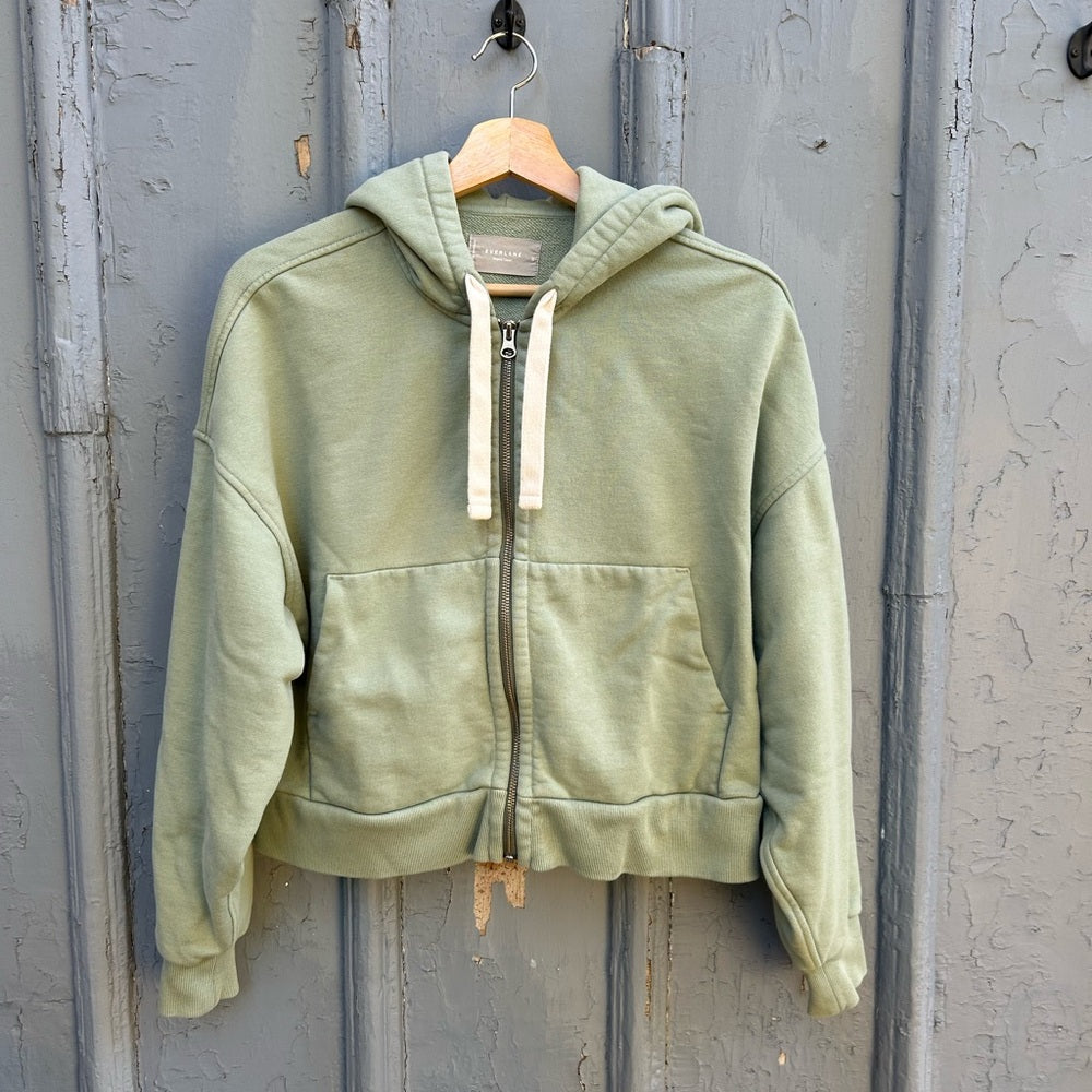 Everlane Seafoam Green The Track Zip Front Crop Hoody, size S