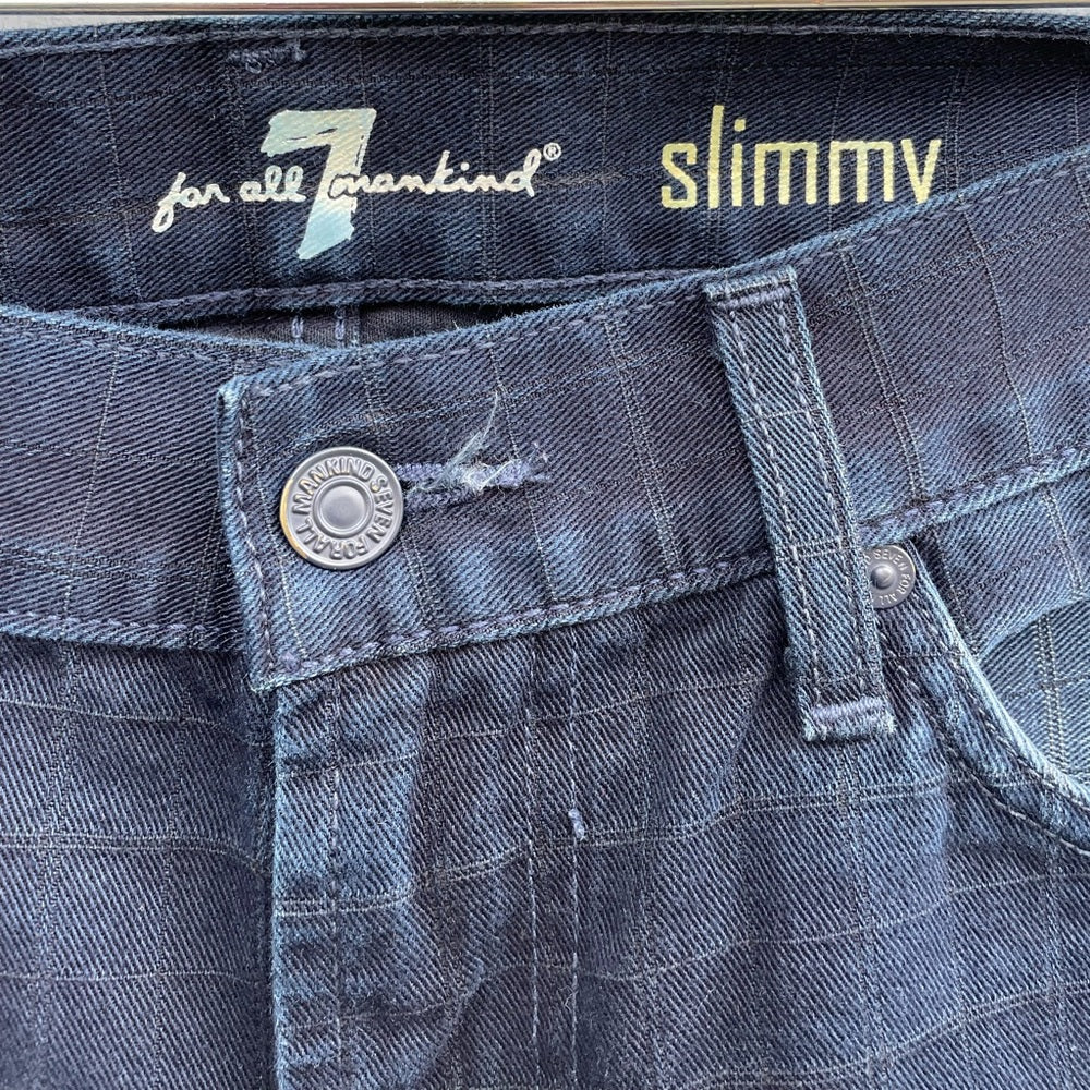 7 FOR ALL MANKIND Slimmy Windowpane Check Jeans, size 32