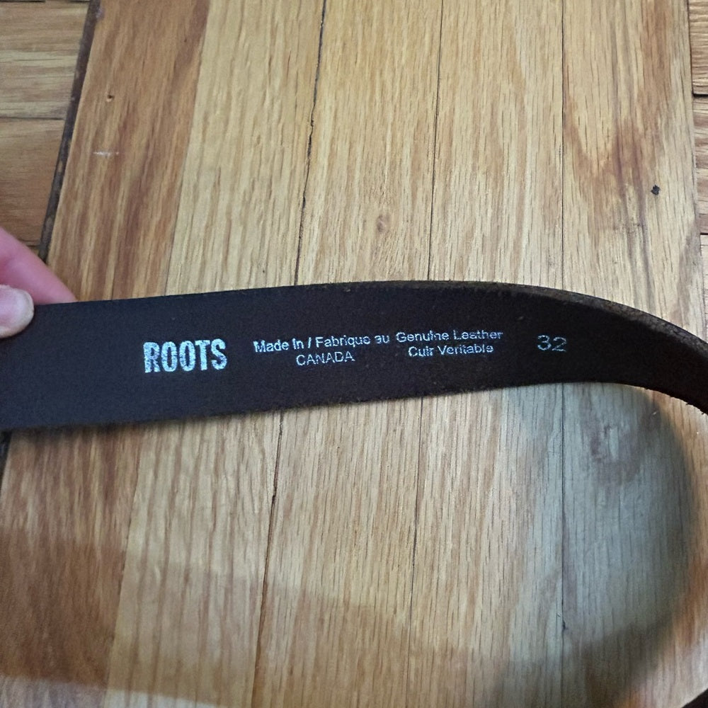 Roots brown leather belt, size 32