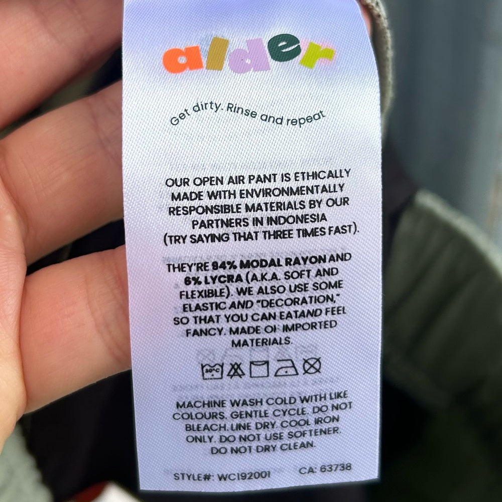Alder Green Open Air Pants, Small