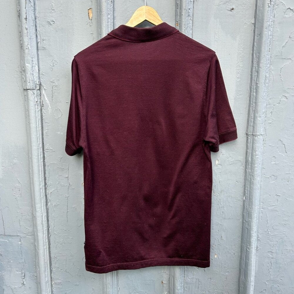 Burberry Burgundy Made in Italy Slim Fit Polo Shirt, size L