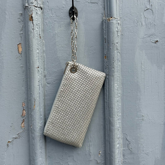 Olga Berg metallic clutch, 9”x4.5”