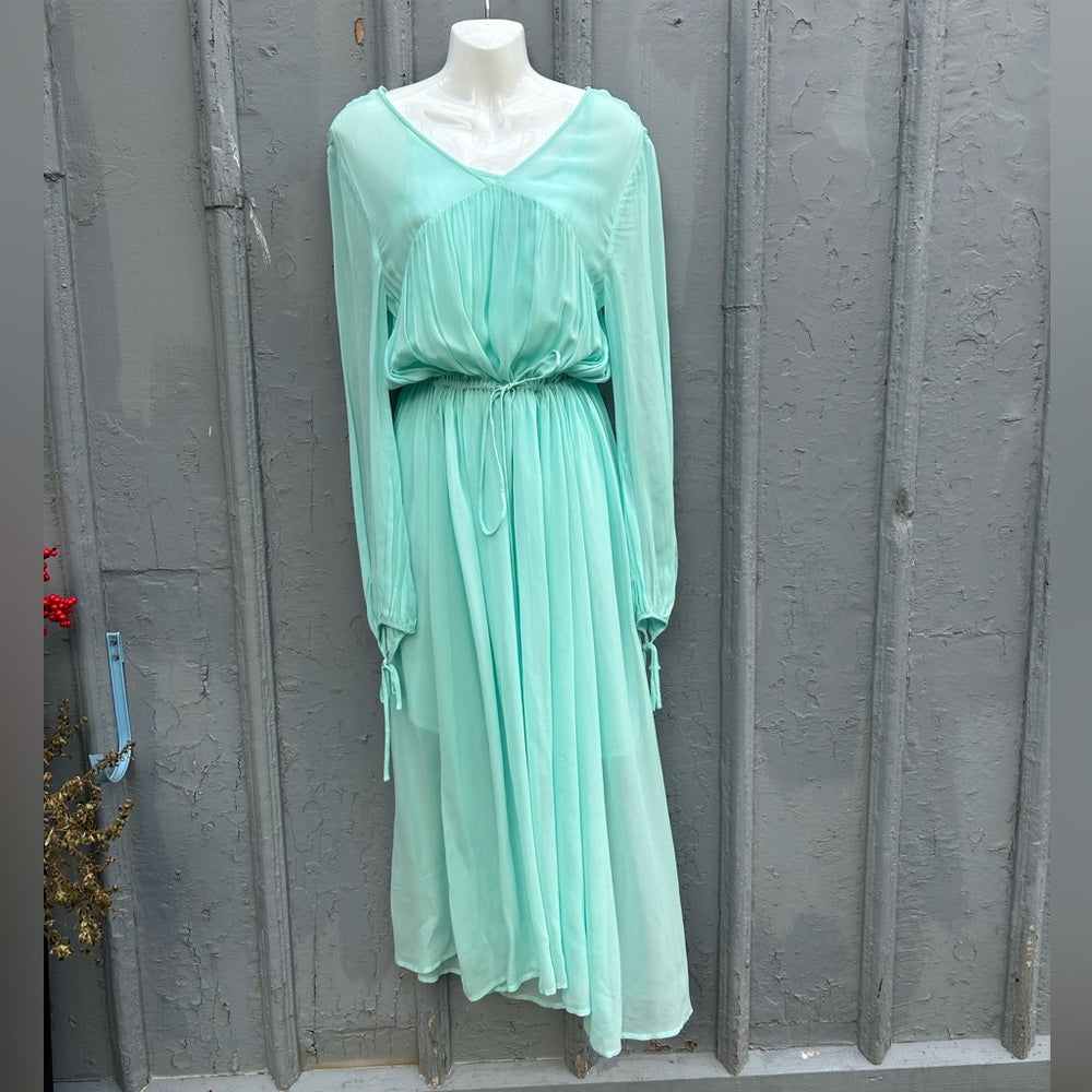 Maje Rutabaga Menthe Chiffon Maxi dress, size “2” (6/8 fits large)