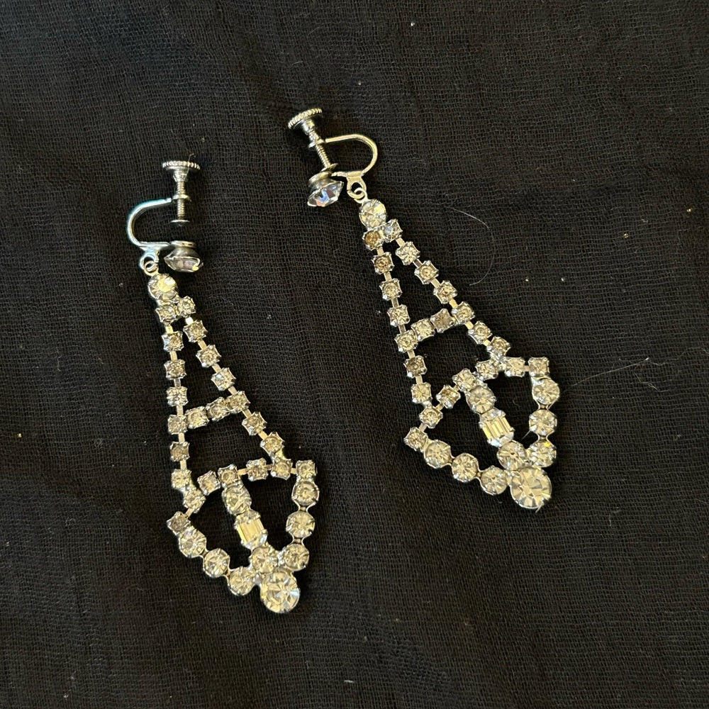 Vintage Crystal Dangle Screwback Earrings