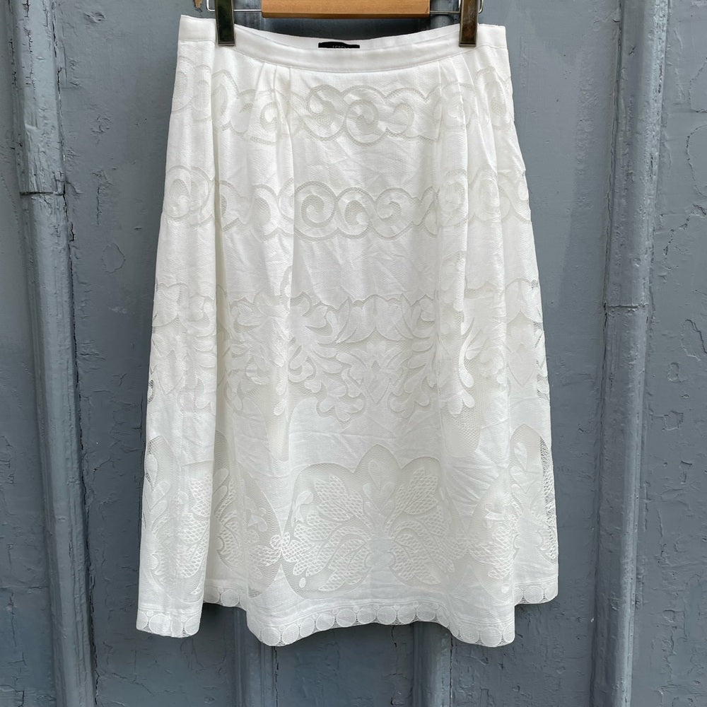 J Crew White Lace Overlay Skirt, size 10