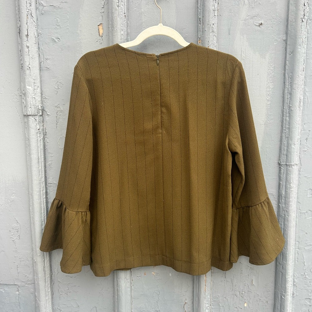 Ganni Olive Clark Blouse, size 42 (L)