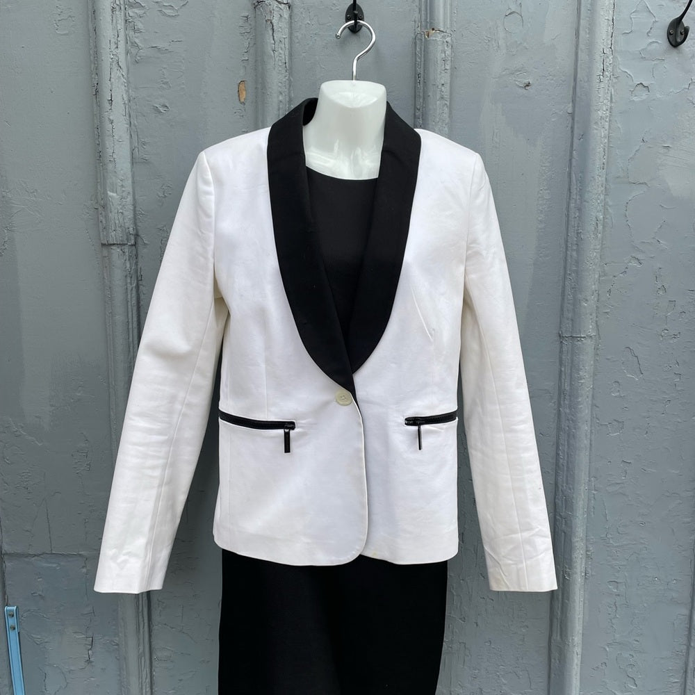 Michael Kors Contrast Modern White Tuxedo Blazer, size 12