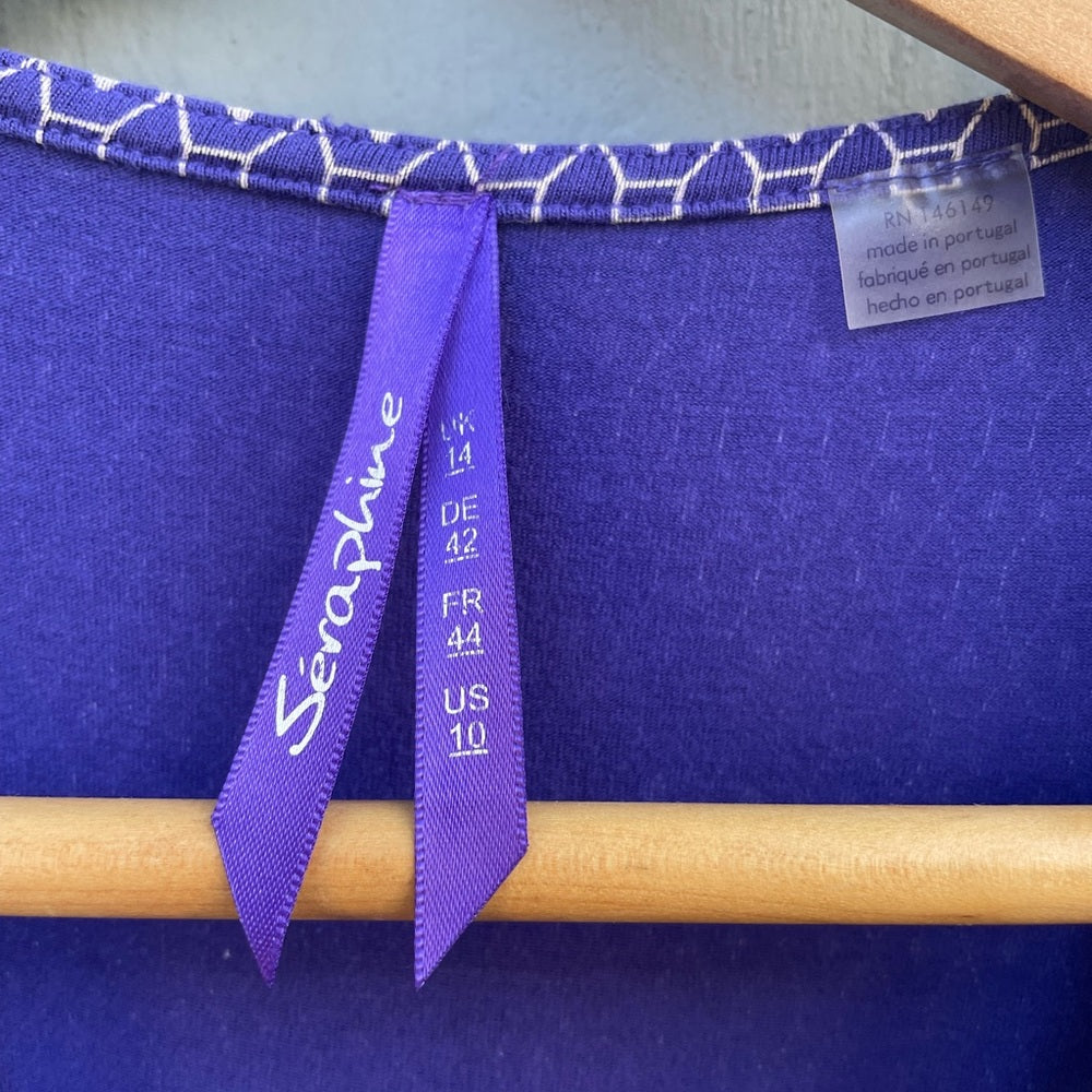 SERAPHINE Mosaic Purple Maternity Wrap Dress Sz 10