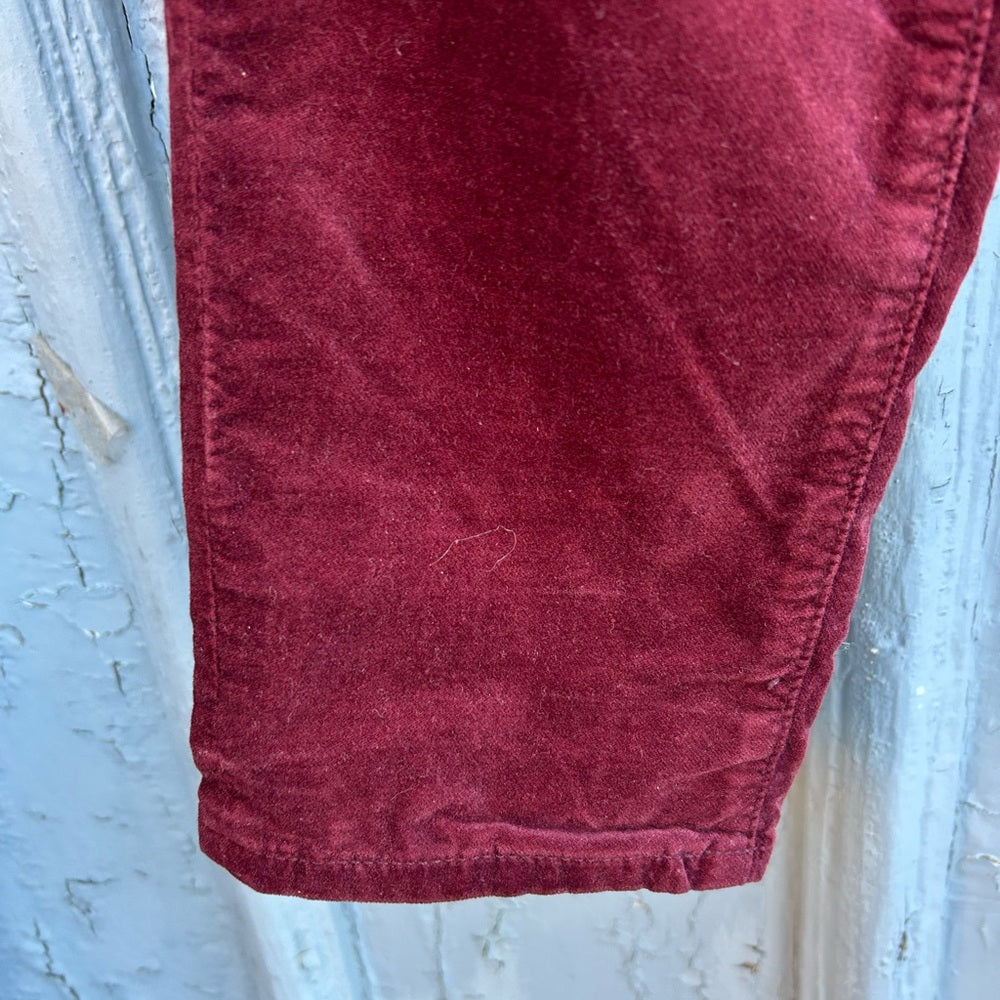 AG Merlot Velvet Stevie Slim Straight Pants, Size 30