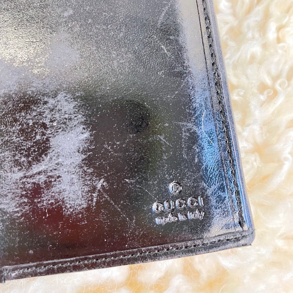 Gucci Continental Bardot Wallet Smooth Calfskin Black 7.5”x 4”