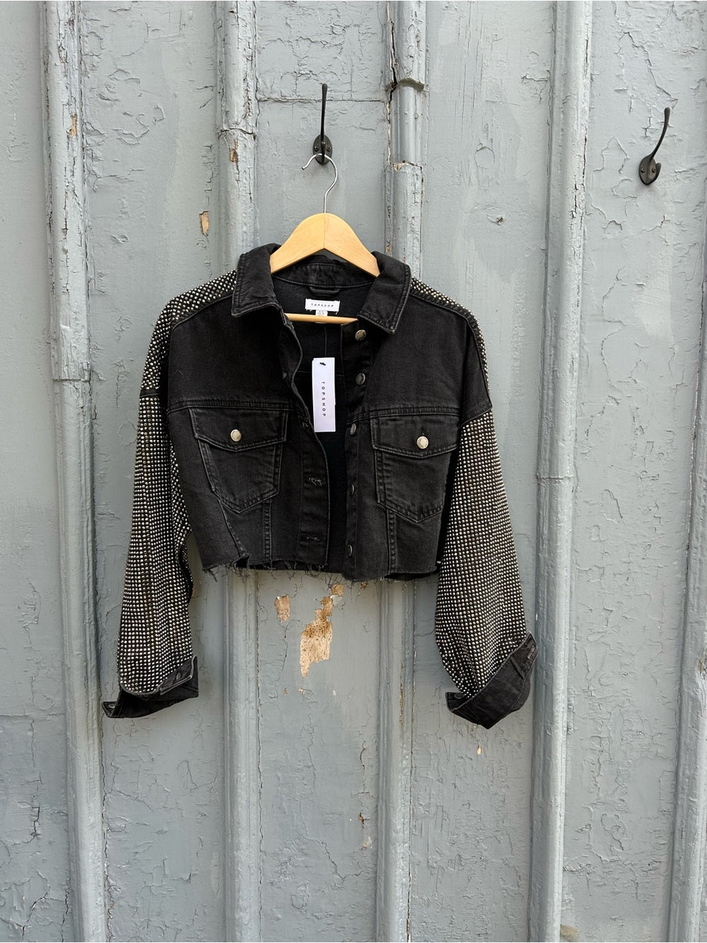 Topshop black denim studded jacket, BNWT, size 6