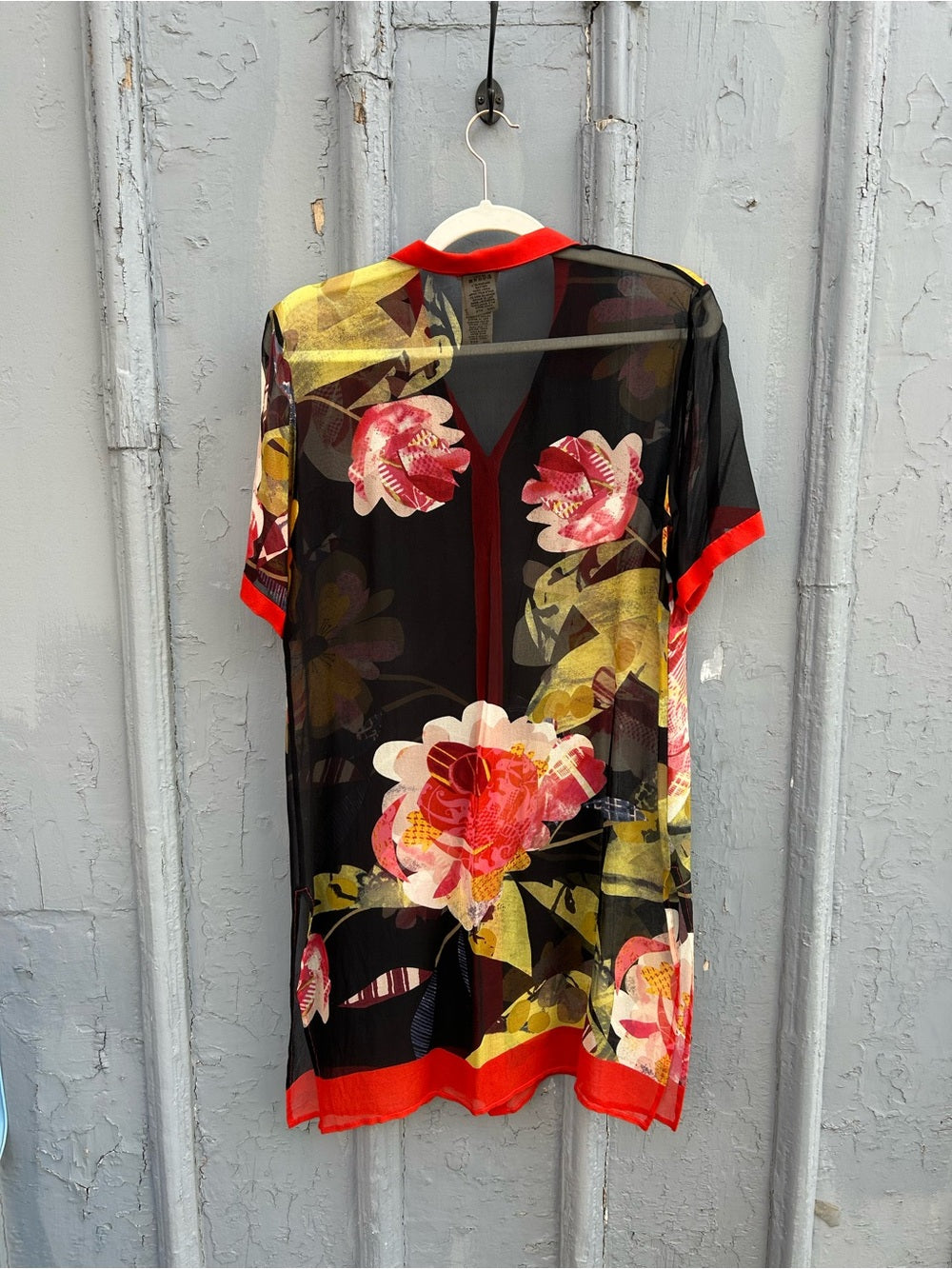 Gottex Black Silk Floral Swim Cover up, size M
