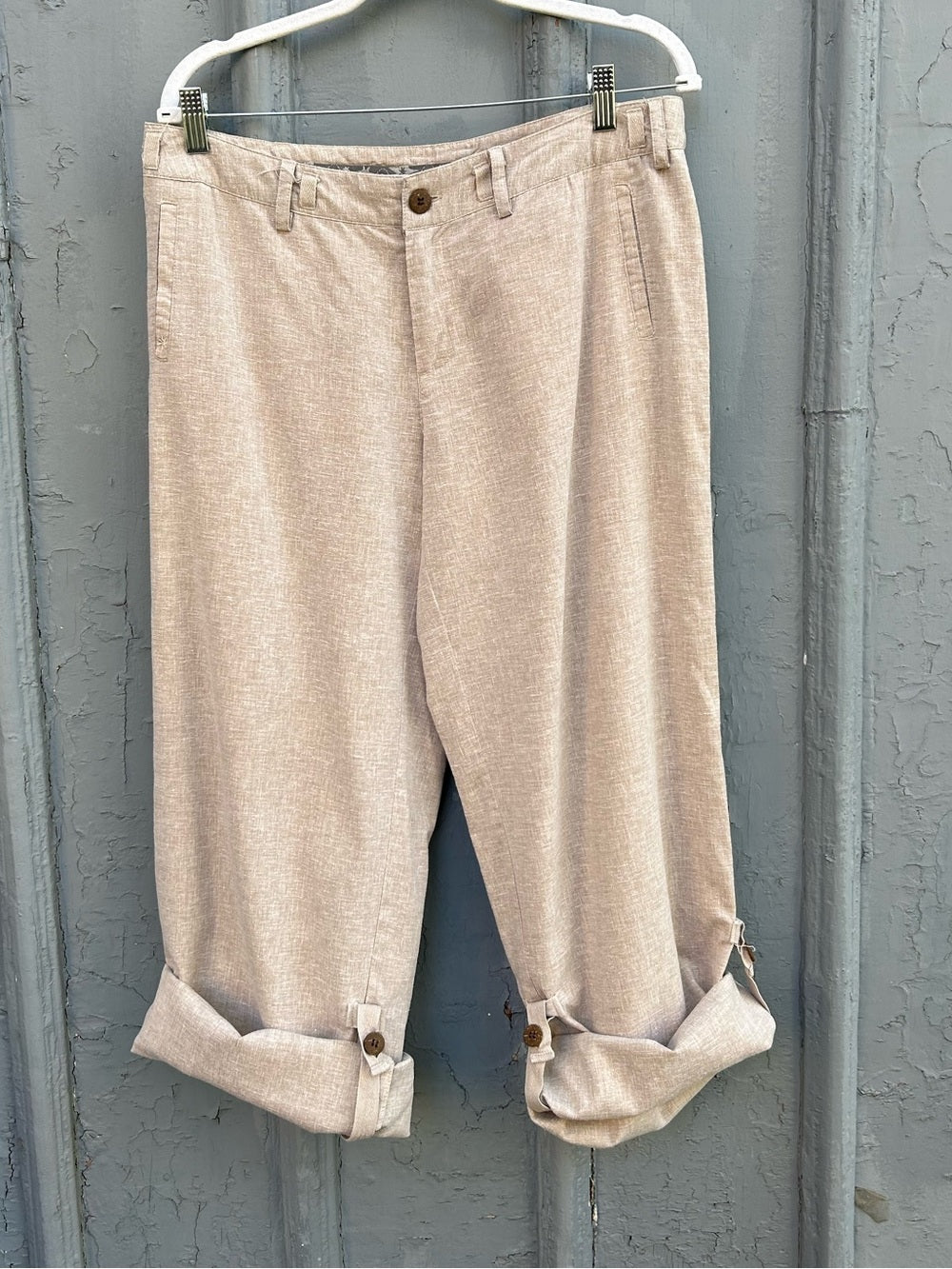 Isis Clothing Taupe Hemp Utility Pants, size 10