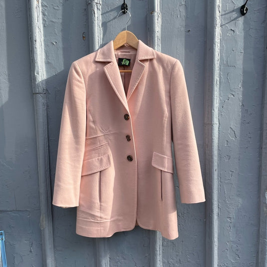 Akris 100% cashmere blush pink riding blazer, size 6