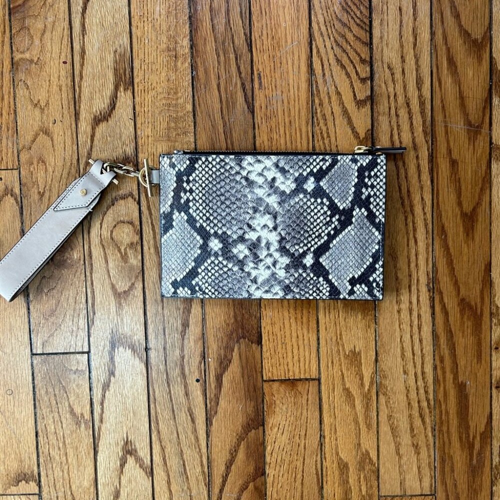 India Hicks Snakeskin Wristlet, BNWOT, 8.5” x 5.75”