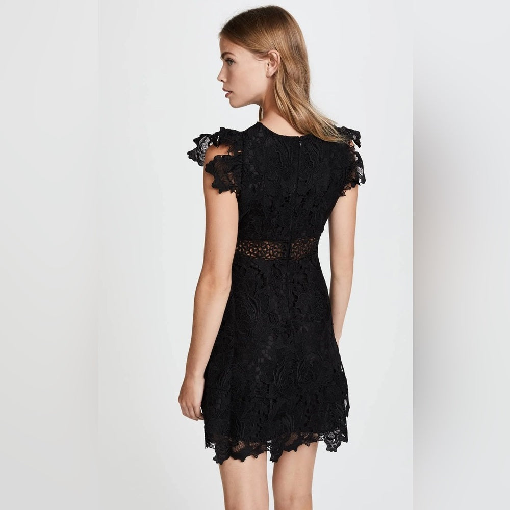 bb dakota black lace dress Bb Dakota Dresses | Bb Dakota Dress Fit And Flare Size 6 Black Crochet Lace Sleeveless Mini | Color: Black | Size: 6
