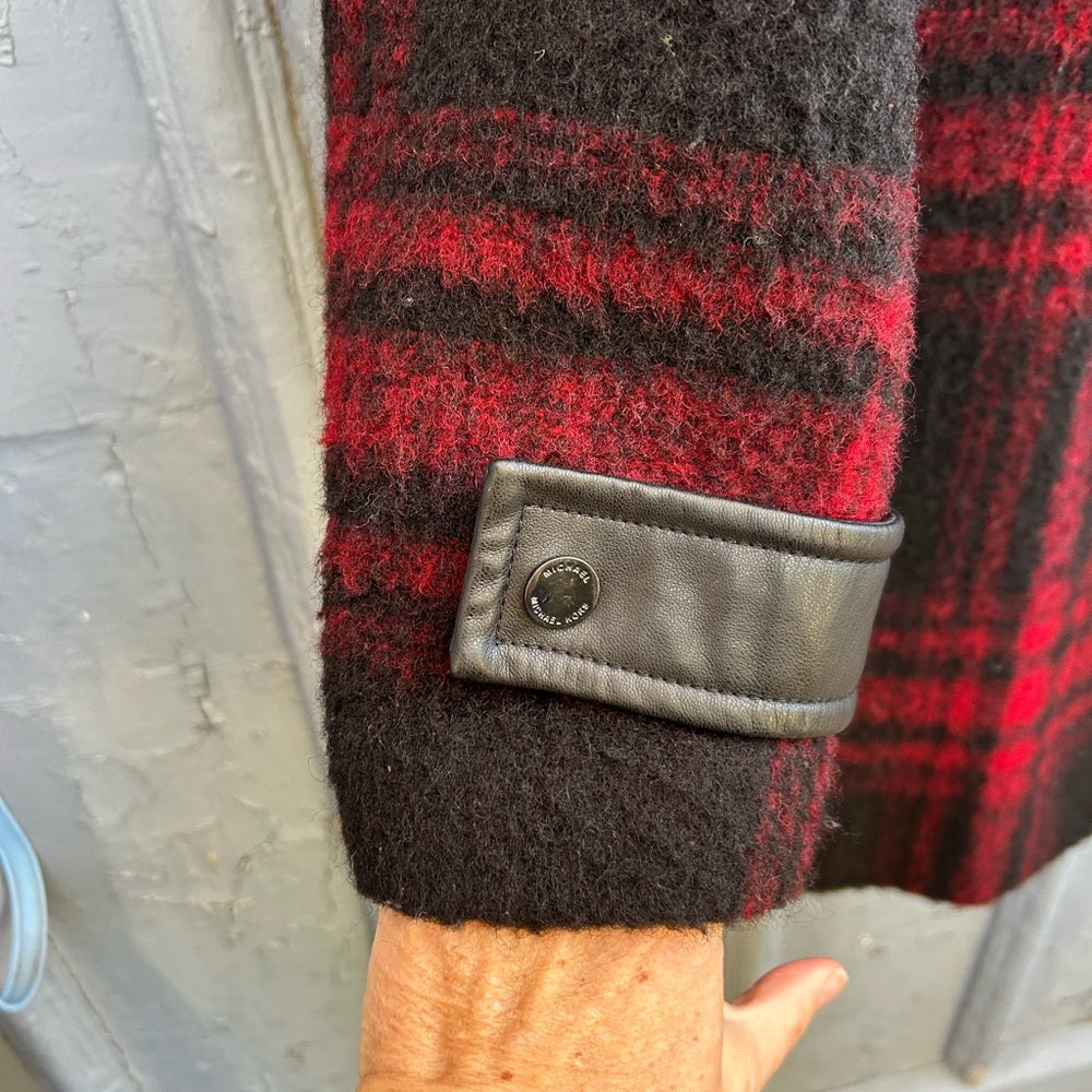 Michael Michael Kors Red Plaid Wool blend Jacket, size XL